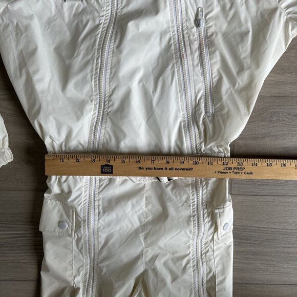 Vintage Descente One Piece Shell Snow Ski Suit Women's Sz M Cream Red‎ Blue New - Picture 6 of 14